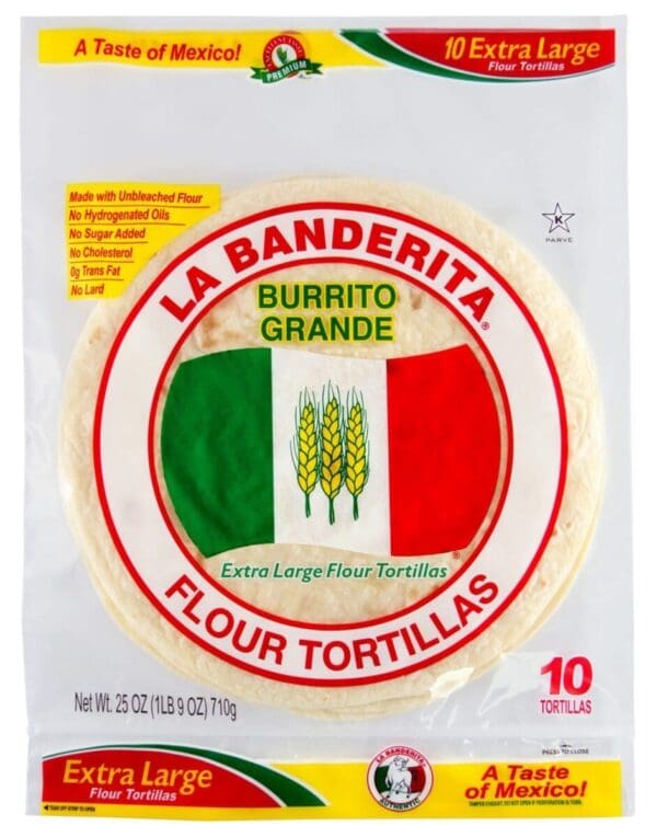 LA BANDERITA GRANDE BURRITO 10 FLOUR TORTILLAS