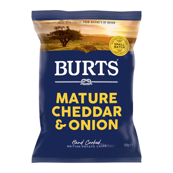 BURT'S HAND COOKED POTATO CHIPS MATURE CHEDDAR & ONION