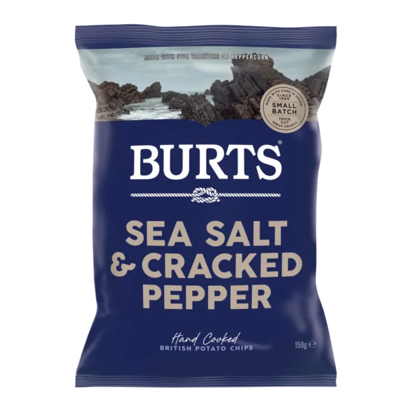 Burts Hand Cooked Potato Chips Sea Salt and Cracked Pepper Burts Hand Cooked Potato Chips Sea Salt and Cracked Pepper