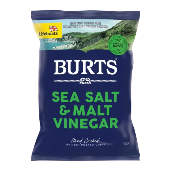 Burts Hand Cooked Potato Chips Sea Salt and Malt Vinegar Burts Hand Cooked Potato Chips Sea Salt and Malt Vinegar