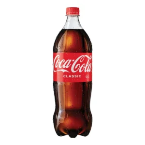 1.25-liter Coca-Cola bottle with red label, white text, and brand logo.