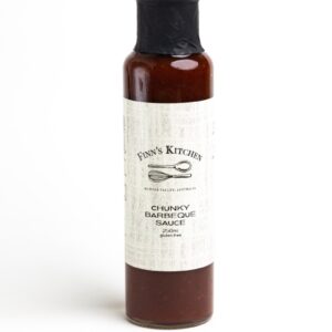 Finn's Kitchen 250ml glass bottle of gluten free chunky barbeque sauce from Hunter Valley Australia