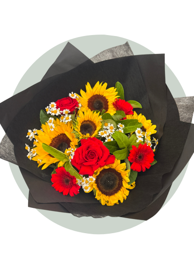 ROSE AND SUNFLOWER BOUQUET