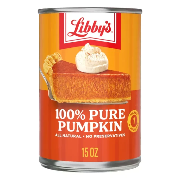 LIBBY'S 100% PURE PUMPKIN 15-ounce can of Libby's 100% Pure Pumpkin, all natural, no preservatives, with pumpkin pie image