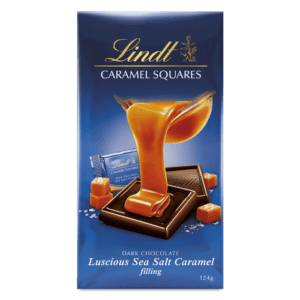 LINDT DARK CHOCOLATE CARAMEL SQUARES BAG