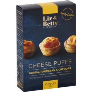 LIZ & BETTY GOUDAPARMESAN & CHEDDAR CHEESE PUFF