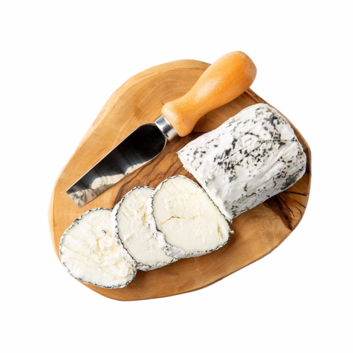 Buche,De,Chevre,With,Ash.,Soft,Goat,Cheese,On,Wooden