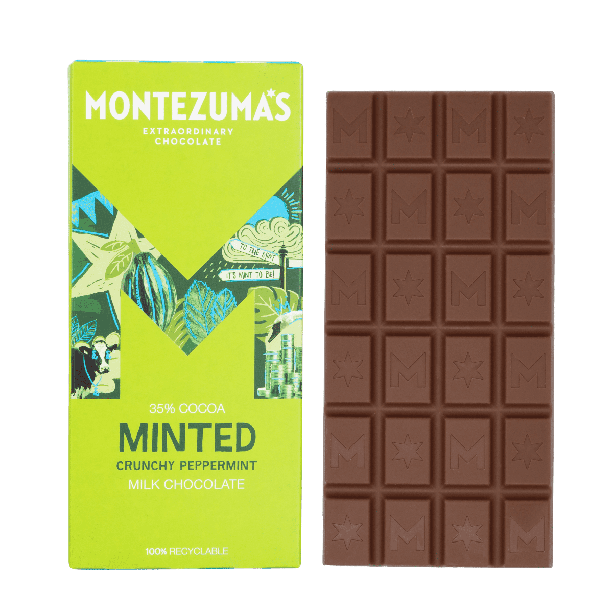 MONTEZUMAS MINTED CRUNCHY PEPPERMINT MILK CHOCOLATE MONTEZUMAS MINTED CRUNCHY PEPPERMINT MILK CHOCOLATE