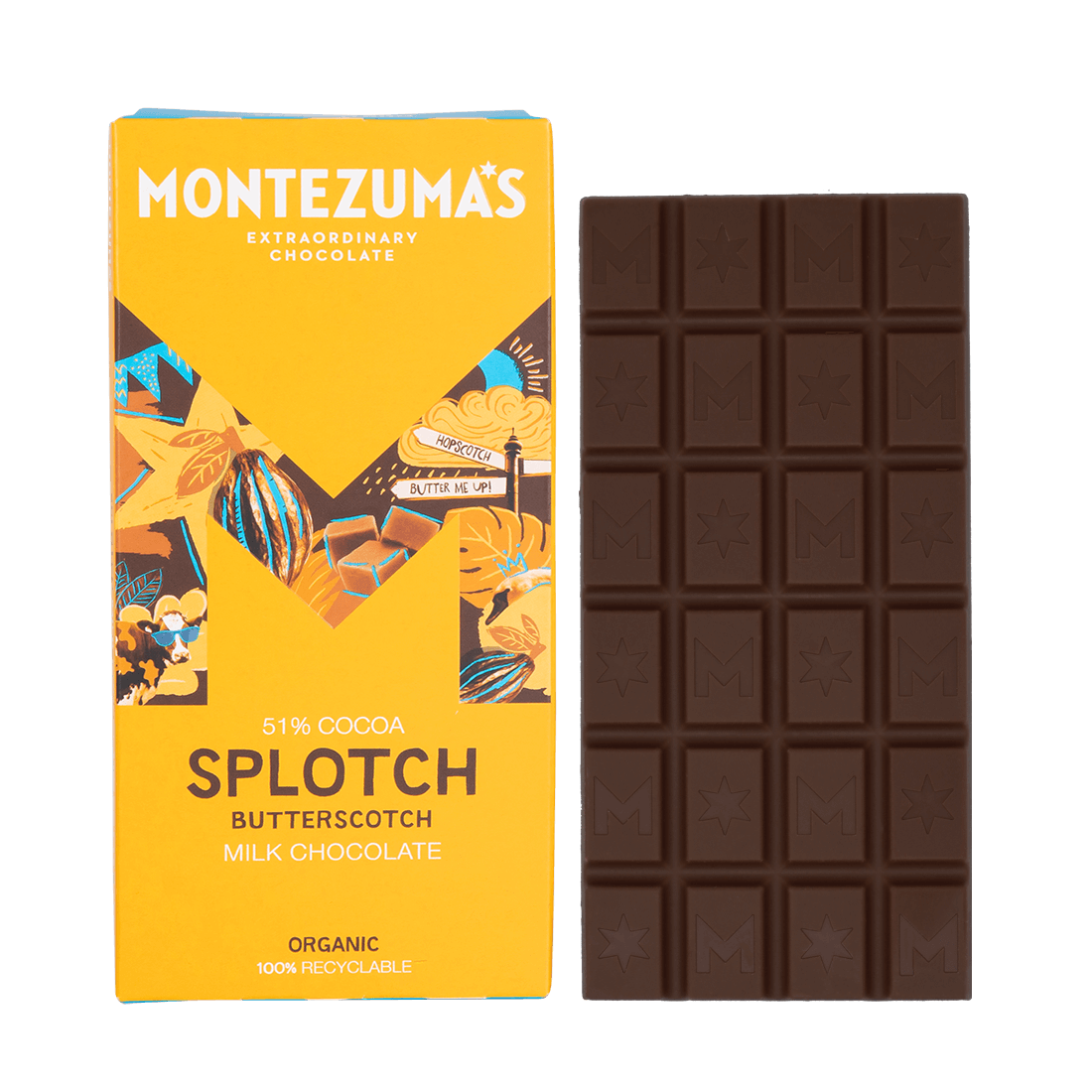 MONTEZUMAS SPLOTCH BUTTERSCOTCH MILK CHOCOLATE MONTEZUMAS SPLOTCH BUTTERSCOTCH MILK CHOCOLATE