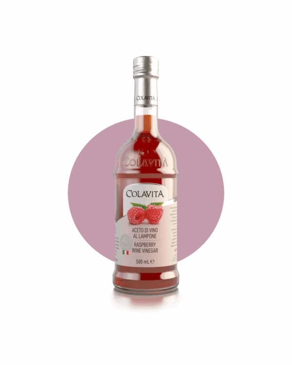 COLAVITA VINEGAR RASPBERRY Colavita Raspberry Wine Vinegar bottle, 500ml, Italy, with raspberry image on label.