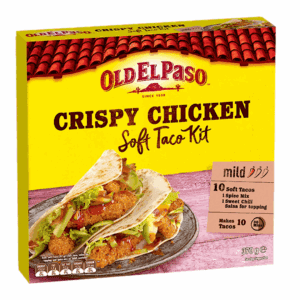 Old El Paso Crispy Chicken Soft Taco Kit, preservative-free, mild, 10 tacos, 370g package.