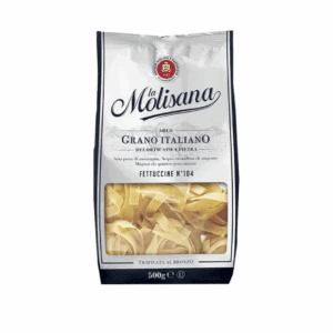 La Molisana fettuccine pasta, 500g, Italian wheat, transparent packaging section.