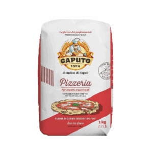 Caputo Pizzeria flour package, 1 kg, type "00" for traditional doughs, chef graphic.