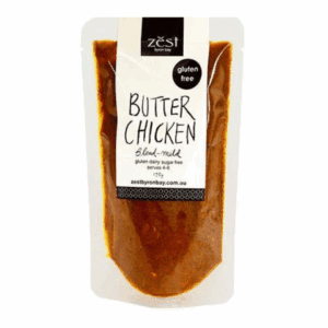 Packaged vegan "Butter Chicken" sauce, mild, gluten-free, 175g, serves 4-6, Zest Byron Bay.