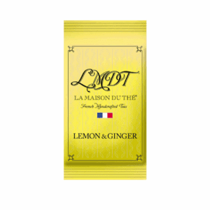 Yellow tea package of La Maison Du Thé, Lemon & Ginger flavor, with French flag.