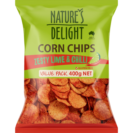 NATURES DELIGHT CORN CHIPS ZESTY LIME CHILLI - Zone Fresh