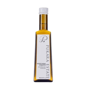 Square bottle of Pukara Estate white wine liqueur vinegar, 250ml, Australian product.