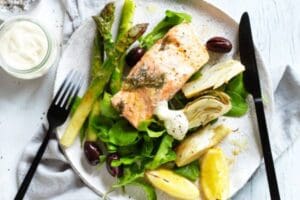 Roasted Fennel, Asparagus and Salmon
