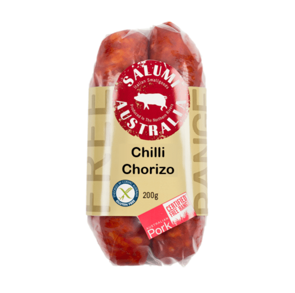SALUMI AUSTRALIA FREE RANGE CHILLI CHORIZO TWIN PACK SALUMI AUSTRALIA FREE RANGE CHILLI CHORIZO TWIN PACK