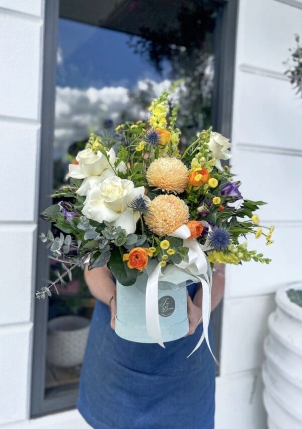 Spring sorbet hat box flowers Spring sorbet hat box flowers