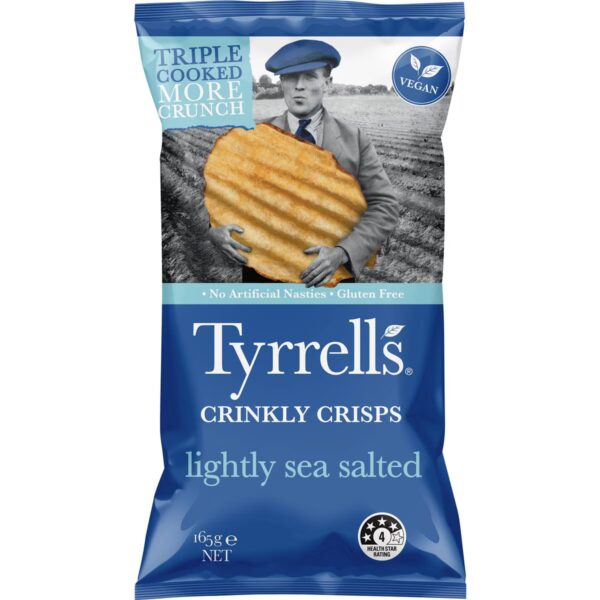 TYRELL'S CRINKLY CHIPS LIGHTLY SEA SALTED TYRELL'S CRINKLY CHIPS LIGHTLY SEA SALTED