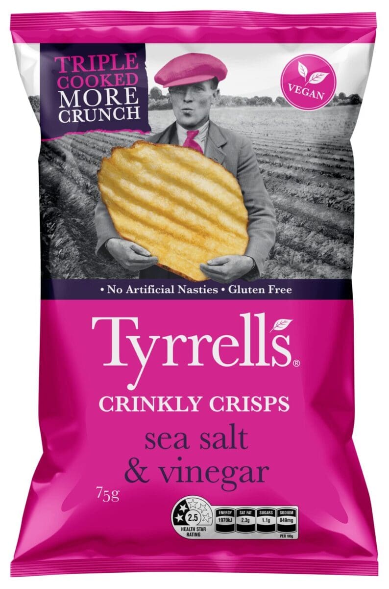 TYRRELL'S CRINKLY CRISPS SEA SALT & VINEGAR
