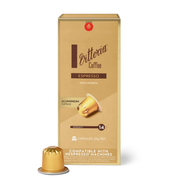 Vittoria Coffee Espresso capsules, 100% Arabica, intensity 14, for Nespresso, 10 pack, 52g.