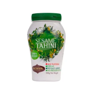 Container of Achva Sesame Tahini 500g, all natural, vegan, no salt or preservatives.