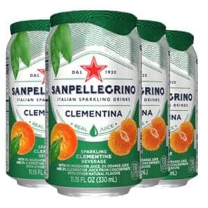 Four cans of Sanpellegrino Clementine Italian Sparkling Drinks, each 11.15 fl oz.